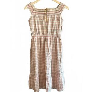 NWT Old Navy Kids Dress XL Orange Pink Gingham Cottagecore